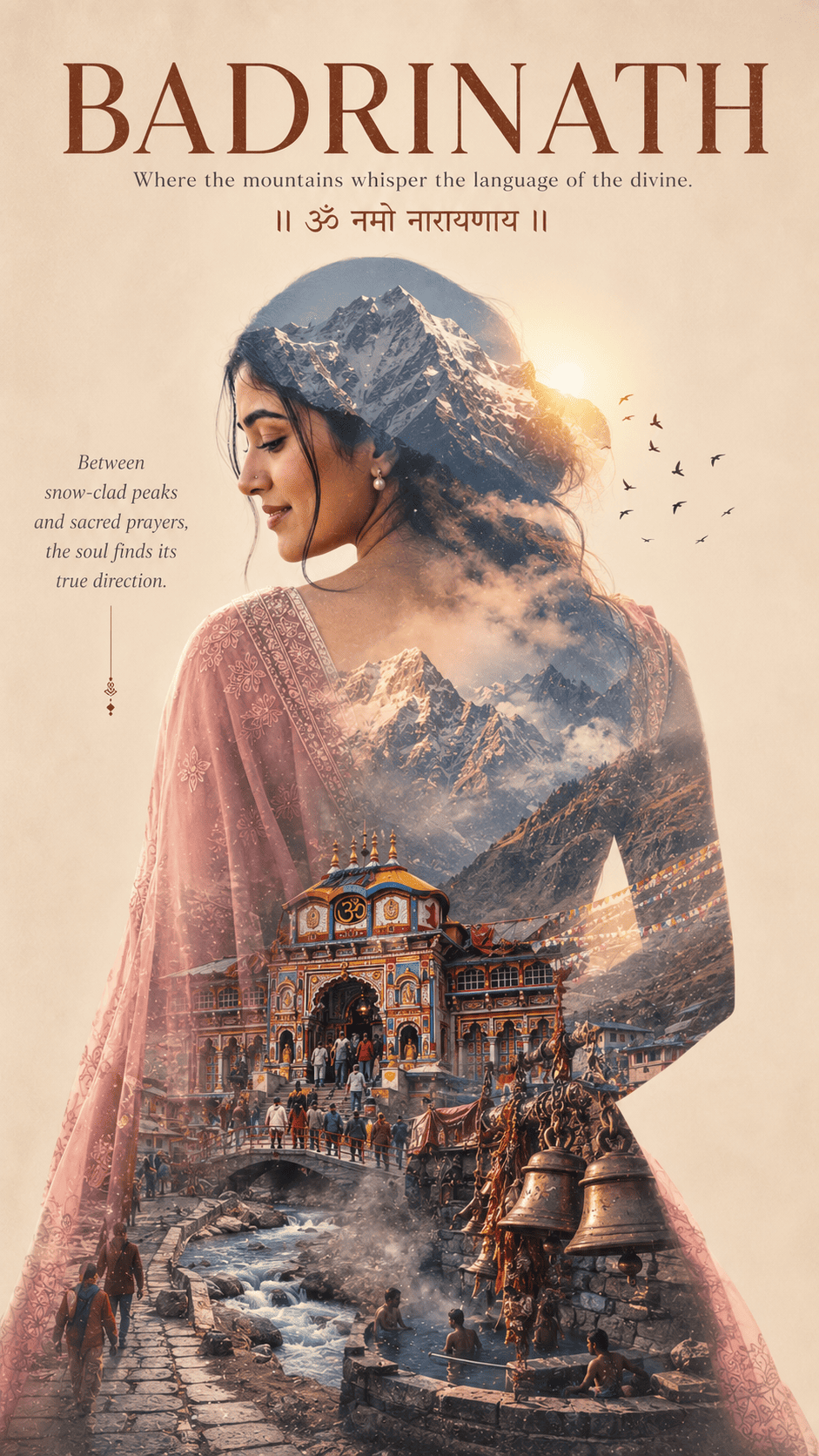 Badrinath AI cinematic travel poster prompt