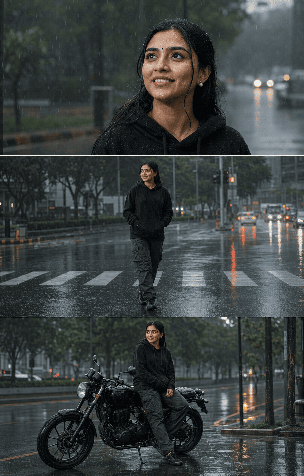 ChatGPT Cinematic Monsoon Rain Prompt for AI Photo Editing