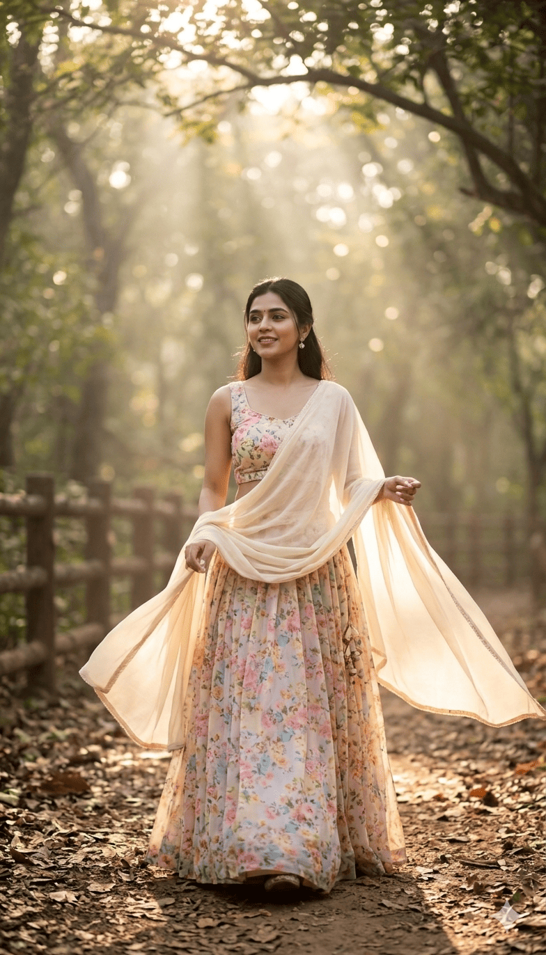 Fairytale Forest Lehenga AI Portrait Prompt for Girls