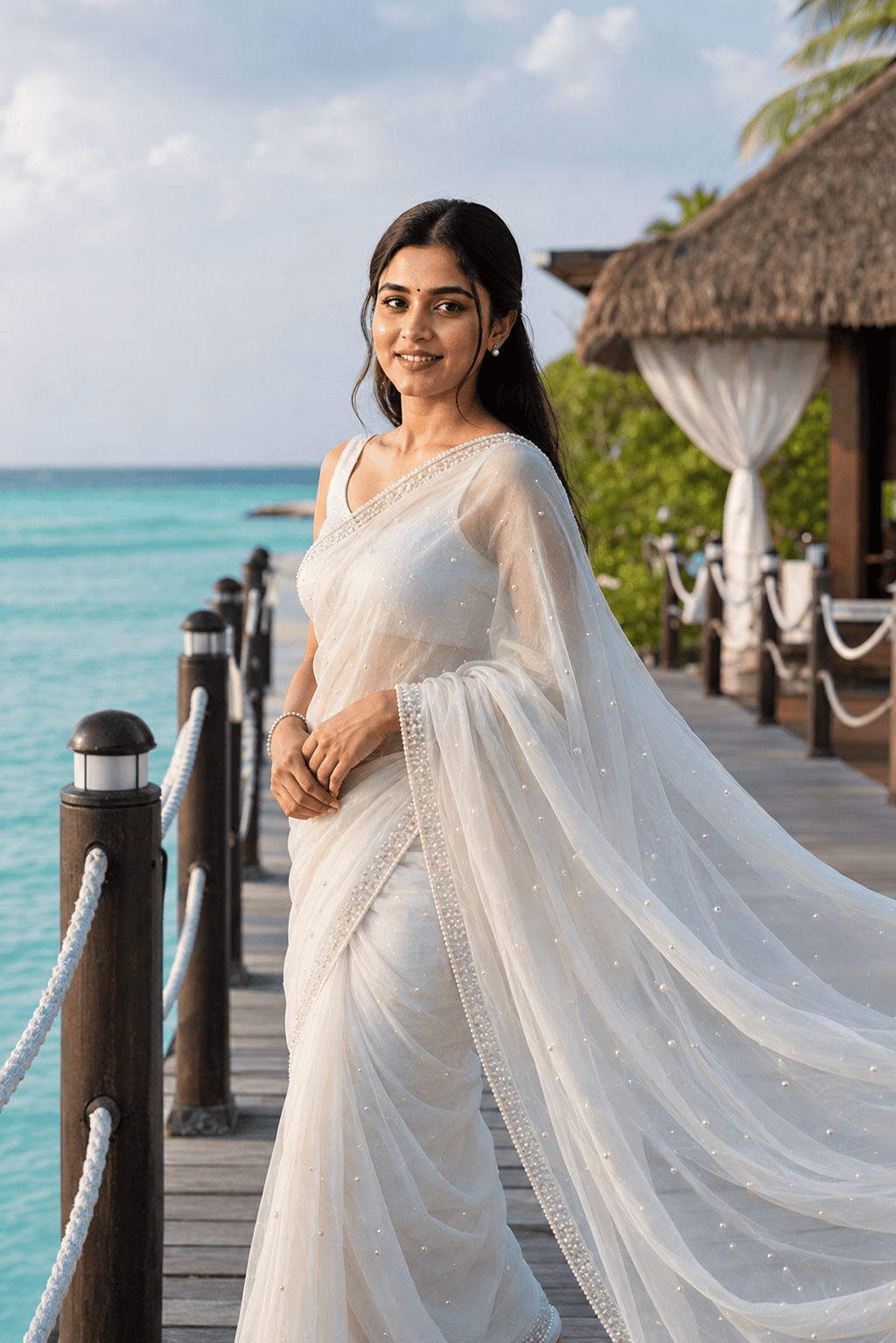Luxury Beach Saree AI Prompt