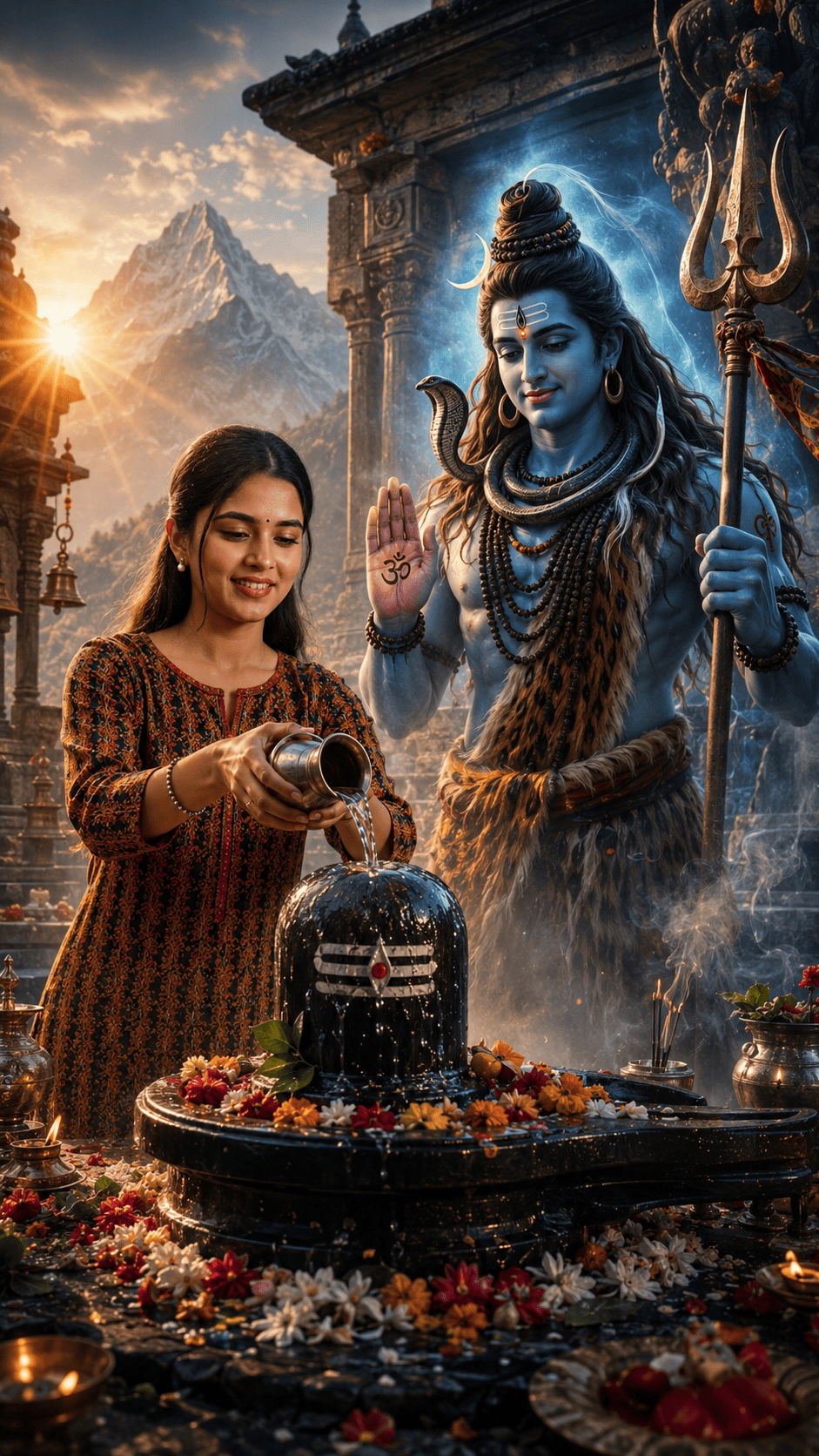 Mahadev AI Photo Editing Prompt for Shivling Jal Abhishek and Lord Shiva Blessing