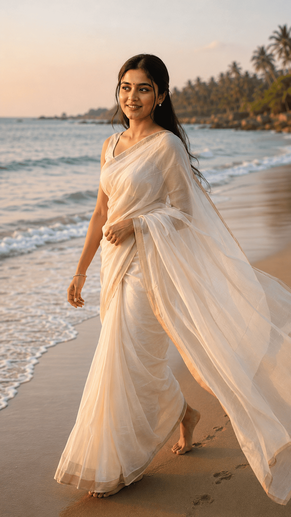 ChatGPT Gemini AI Saree Beach Walking Prompt