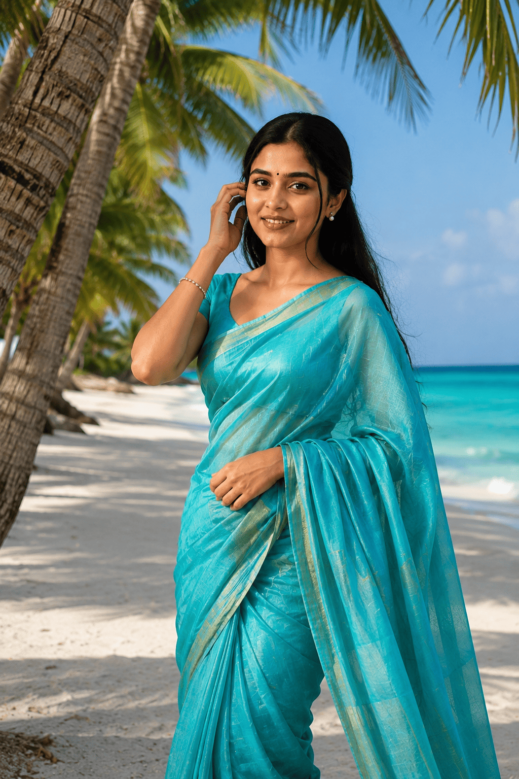 Tropical Saree Fashion AI Prompt